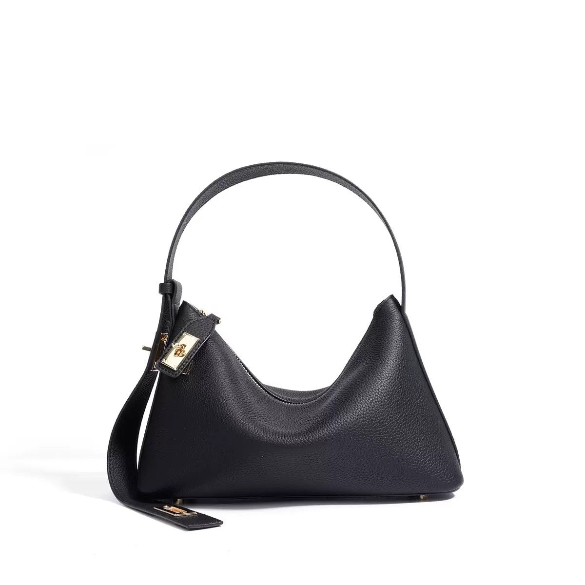 Black Niche High-grade First Layer Cowhide Underarm Leather Women's Handbag