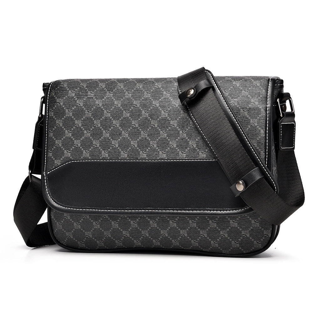 New Men's Fashion Trendy Plaid Hundred Men's Messenger Bag