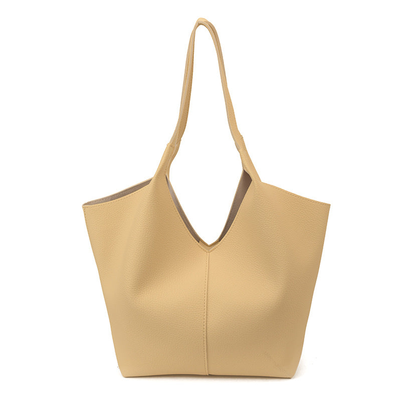 Women's Leather Large Capacity Temperament Commuter Loose Tote Bag