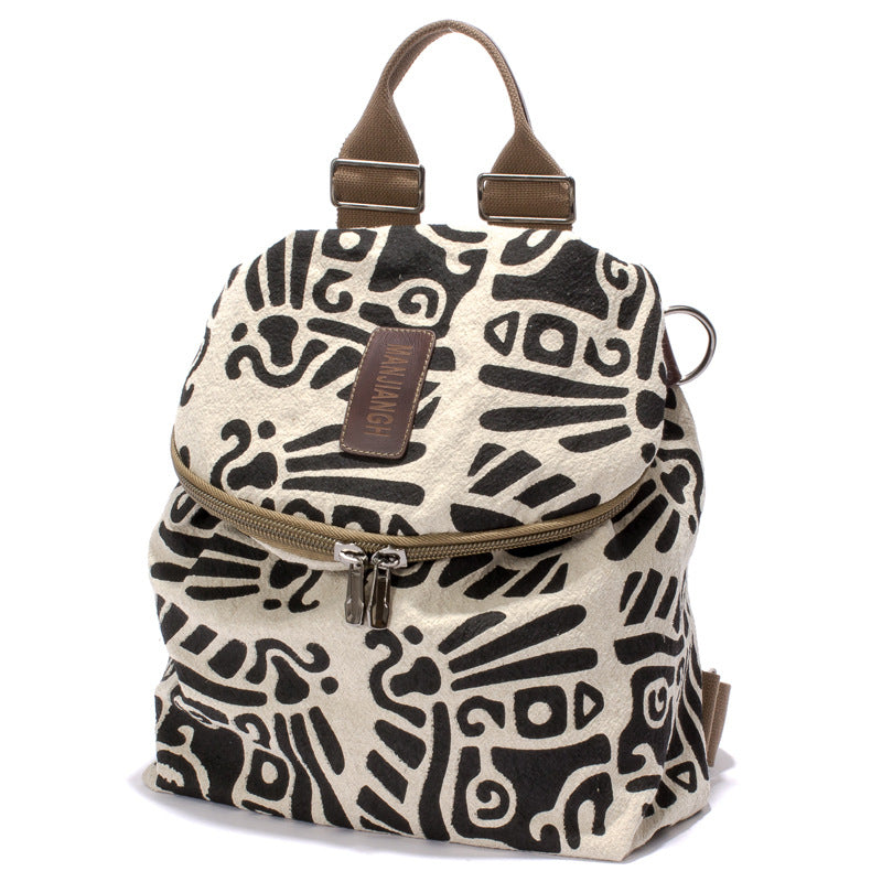 Korean Style Fashionable Pattern Canvas High Women's Backpack