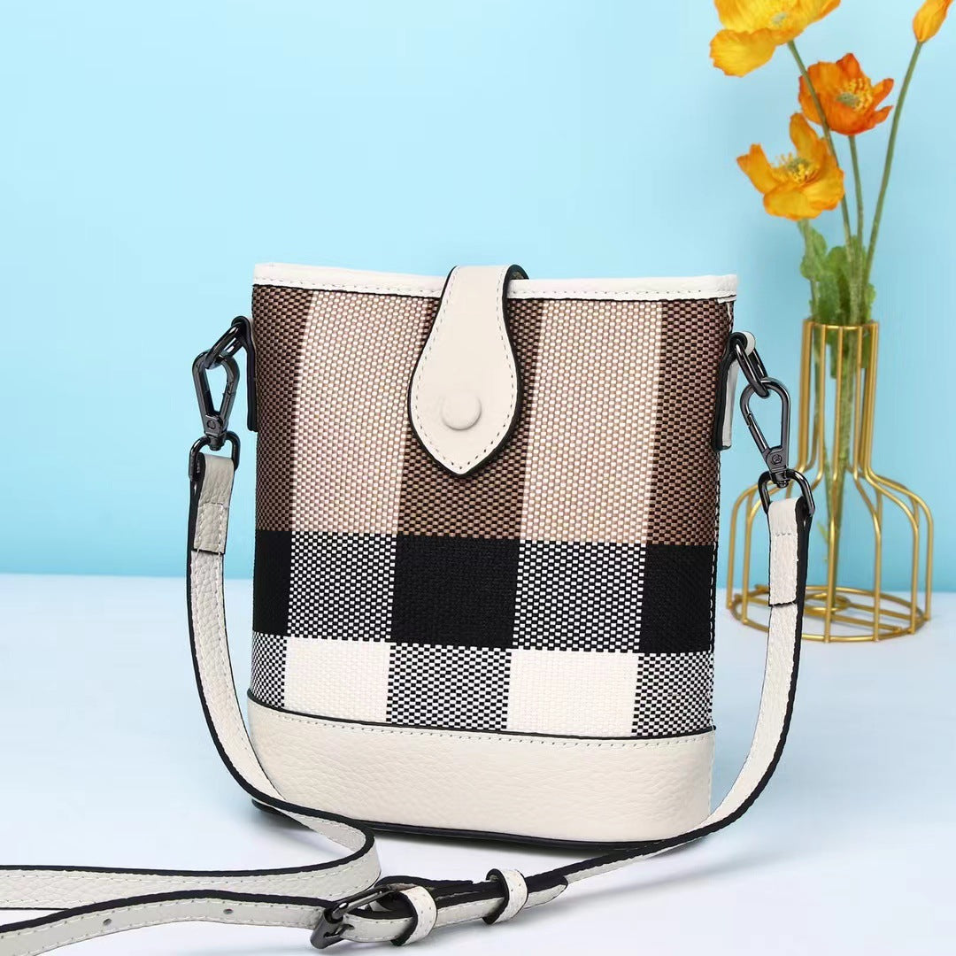 Fashion Hemp Cotton With Leather Mini High-grade Western Mobile Phone Bag