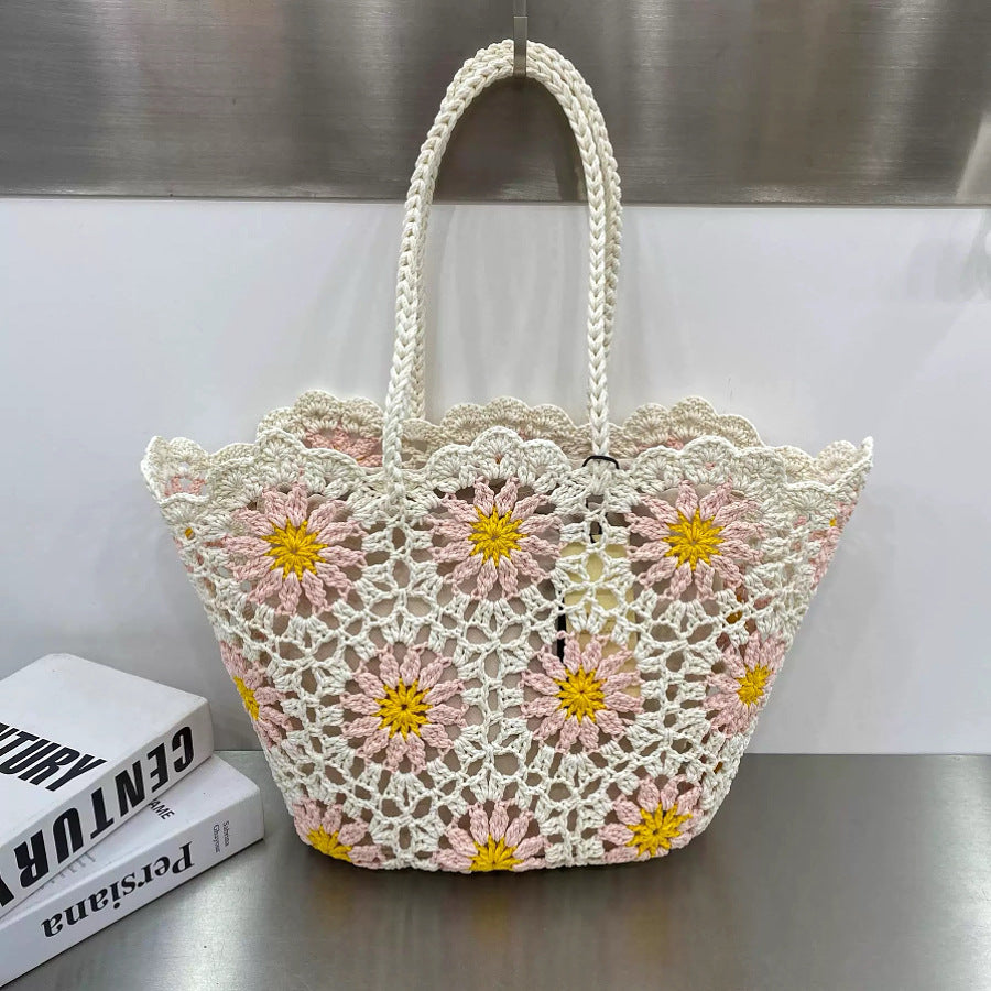Women's Wax Rope Handmade Crocheted Woven Bale Of Cotton Knitted Women's Handbag