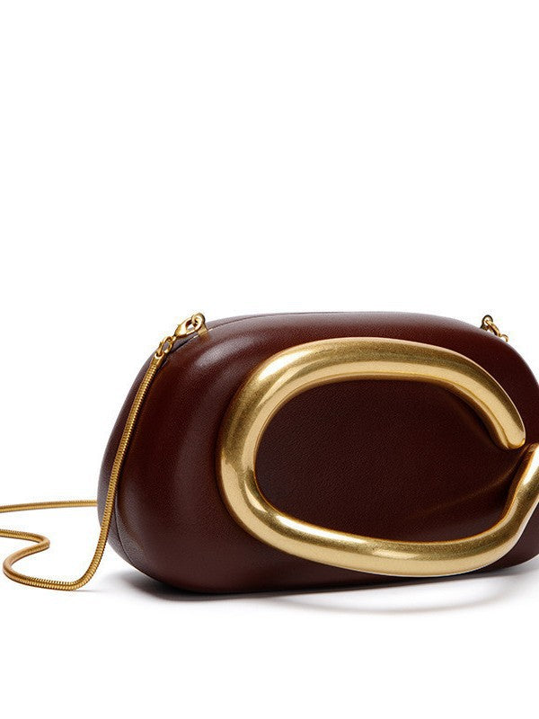 Women's Round Box Clutch Mini Metal Chain Portable Bags
