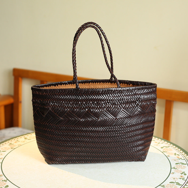 First Layer Cowhide Hand-woven Seaside Holiday Women's Shoulder Bag