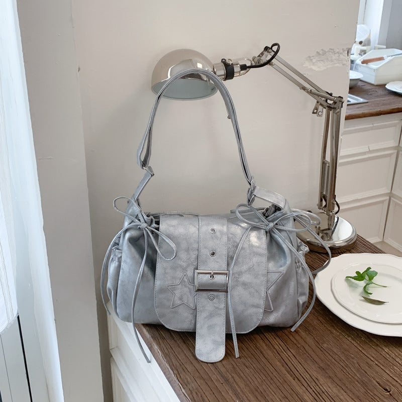Sweet Cool Style Drawstring Female Design Pleated Underarm Women's Messenger Bag