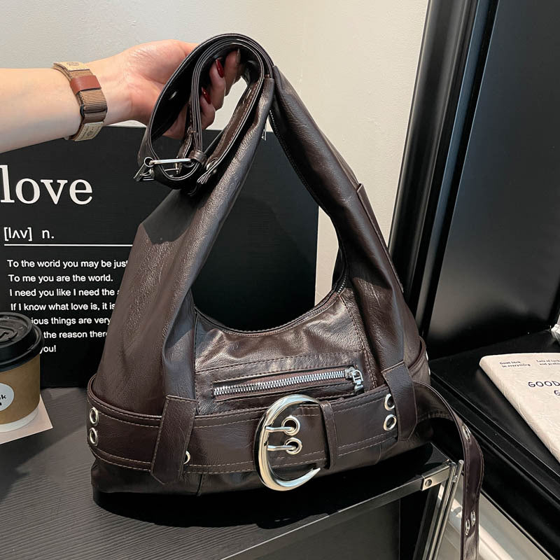Fashion Retro Hot Underarm Large Capacity Design Commuter Black Women's Shoulder Bag