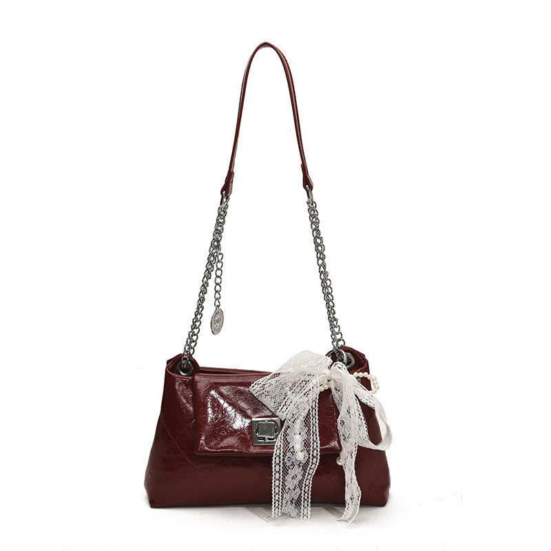 Women's Style Diamond Pattern Chain Summer Plaid Twist Leisure Women's Messenger Bag