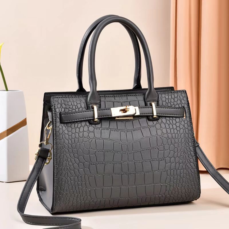 Stone Pattern Solid Color Large Capacity Fashion Women's Handbag