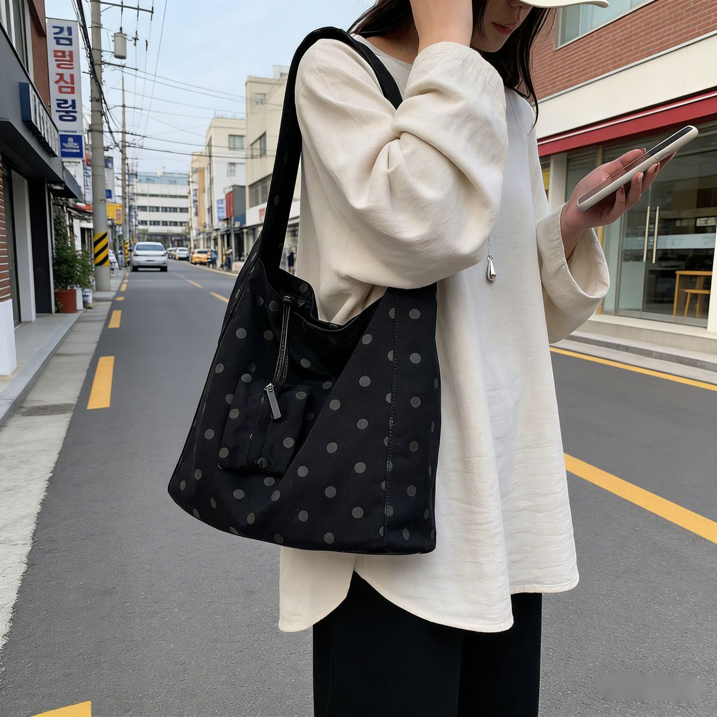 Polka Dot Female Style Commuter Korean Fashion Shoulder Bags