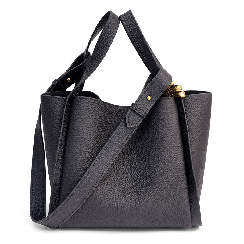 Women's Medium-sized Vegetable Basket Series Designer Cowhide Large Capacity Versatile Bucket Bag