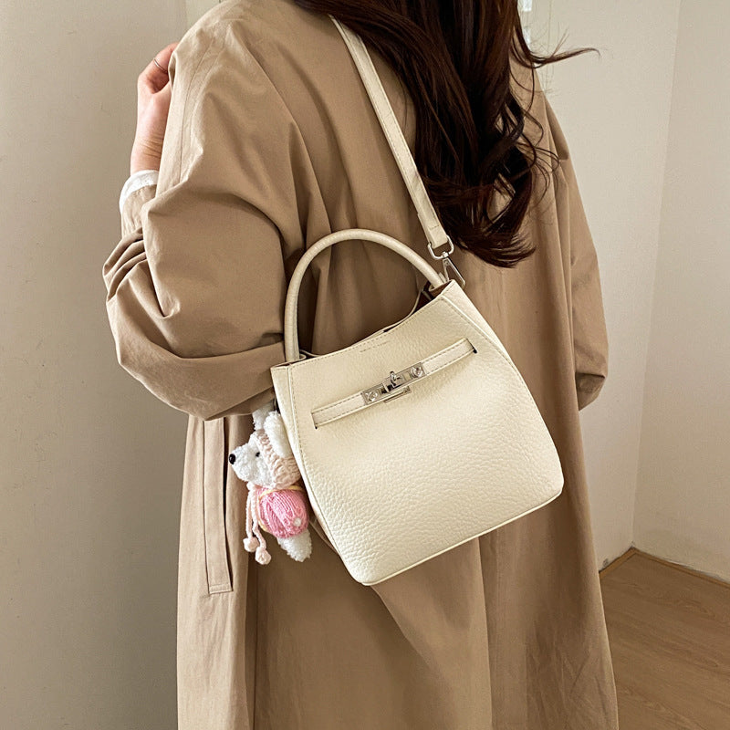 Women's Korean Style Lychee Pattern Commuter Niche Fashion Bags