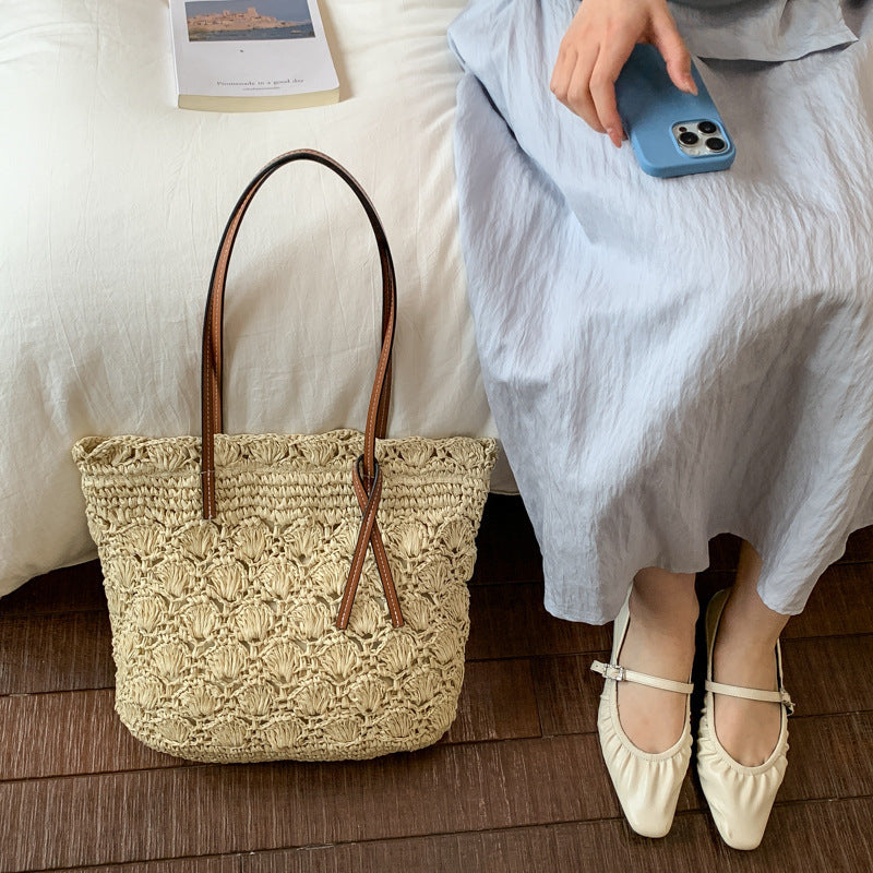 Women's Hand-woven Straw Woven Trendy Seaside Holiday Tote Bag