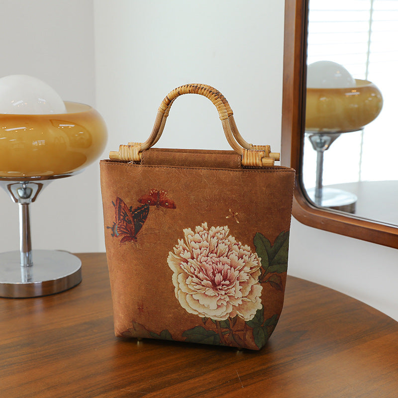 Women's Ancient Style Cheongsam Banquet Clutch Rattan Tote Bag