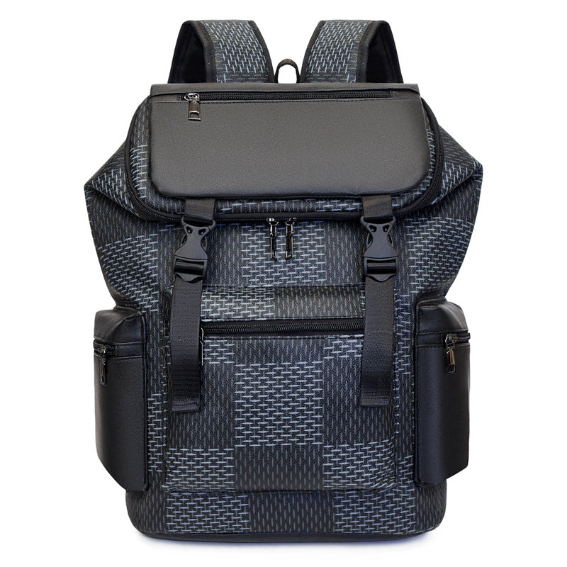 Men's Large Capacity Plaid Business Computer Trend Leisure Backpack
