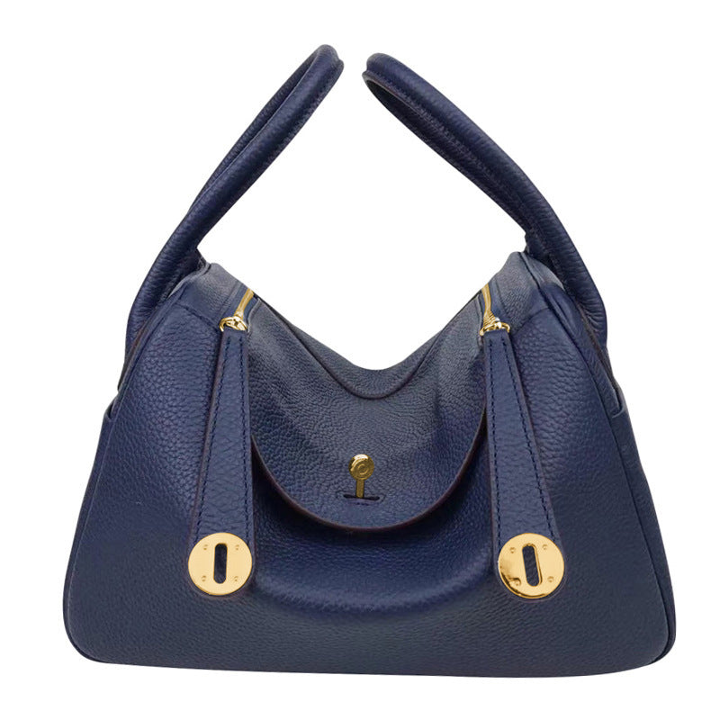 Layer Cowhide Lychee Pattern Lindy Doctor Pillow Women's Shoulder Bag