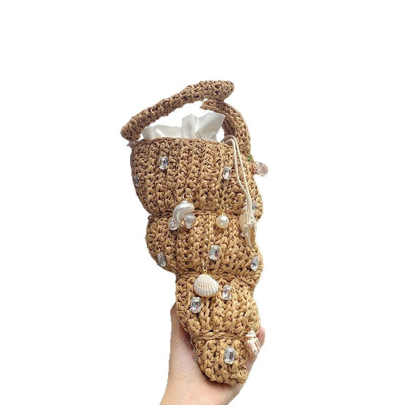 Women's Retro Gentle Cute Handmade Woven Pearl Shell Beach Style Women's Handbag