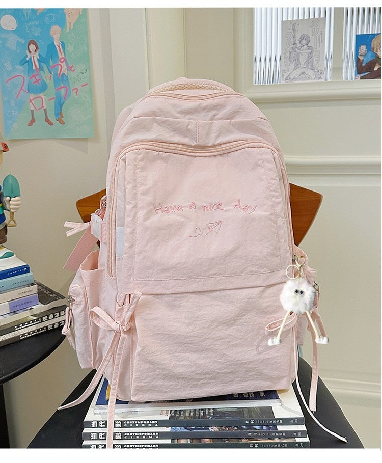 Style Lightweight Solid Color College Commuter Leisure Backpack