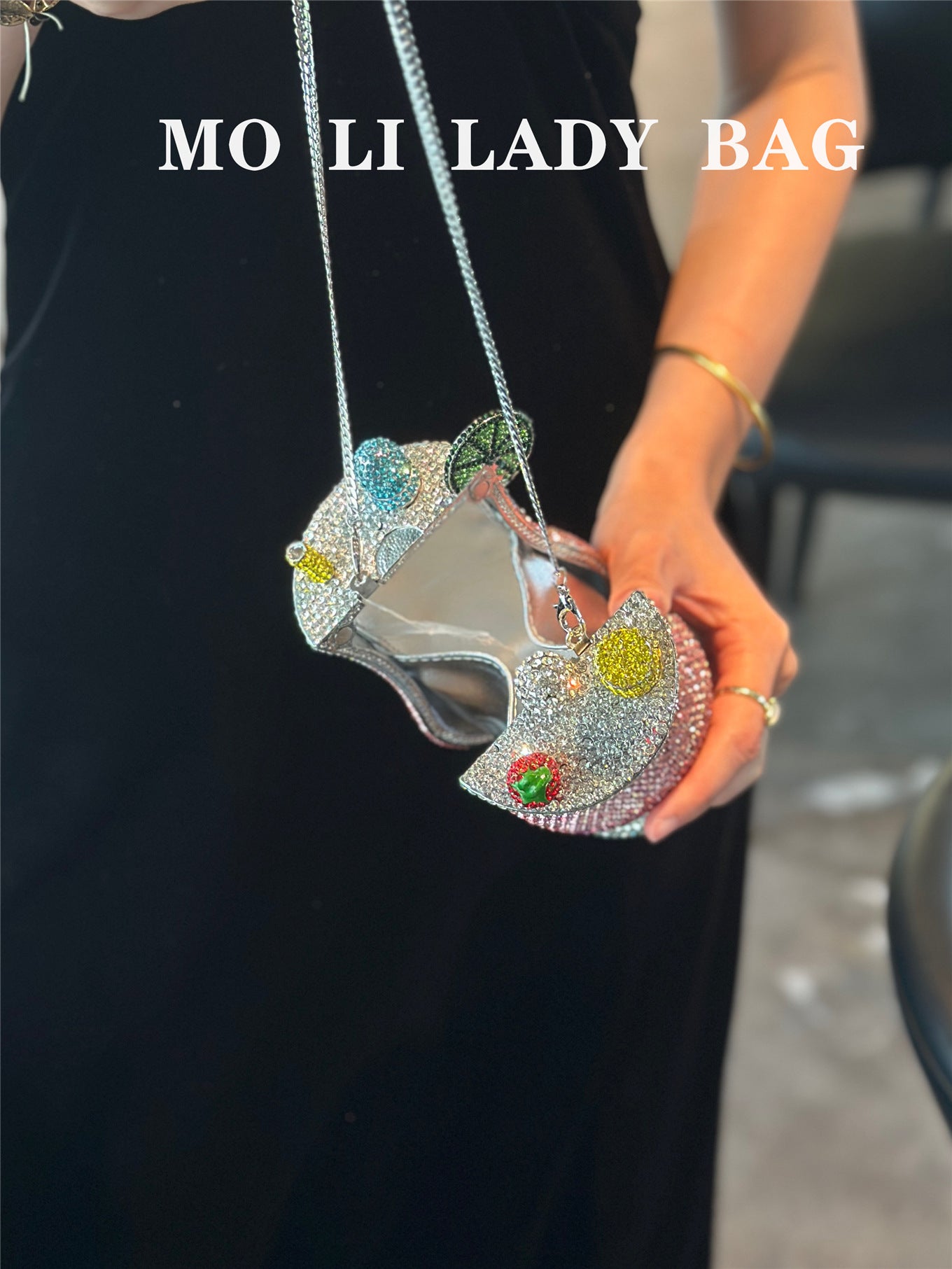 Women's Luxury Fairy Cocktail Goblet With Diamonds Full Of Rhinestone Women's Shoulder Bag