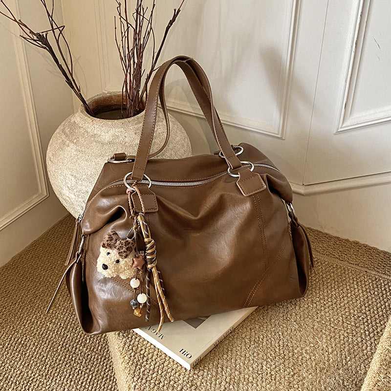 Women's One Simple Large Capacity Wax Leather Women's Shoulder Bag