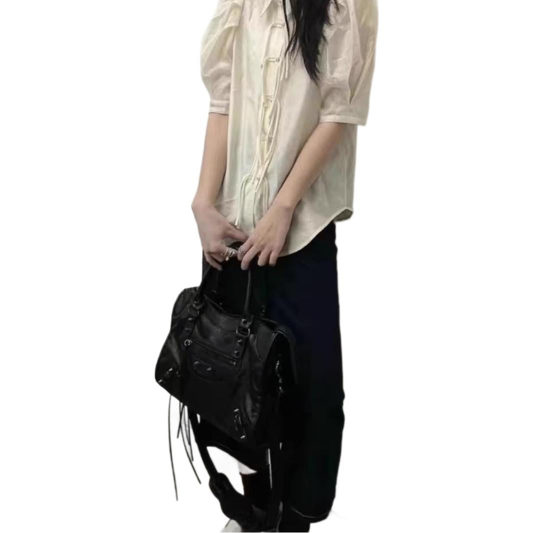 Design French Fashion Rivet Motorcycle Hot Advanced Large Bags