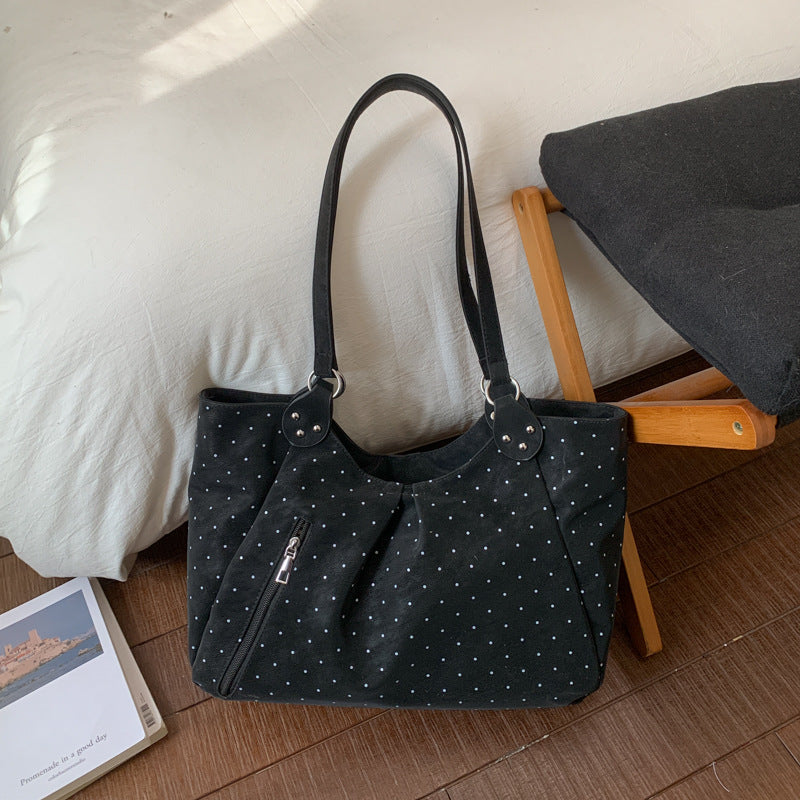 Spring Korean Style Rhinestone Canvas Large Capacity Portable Tote Bag