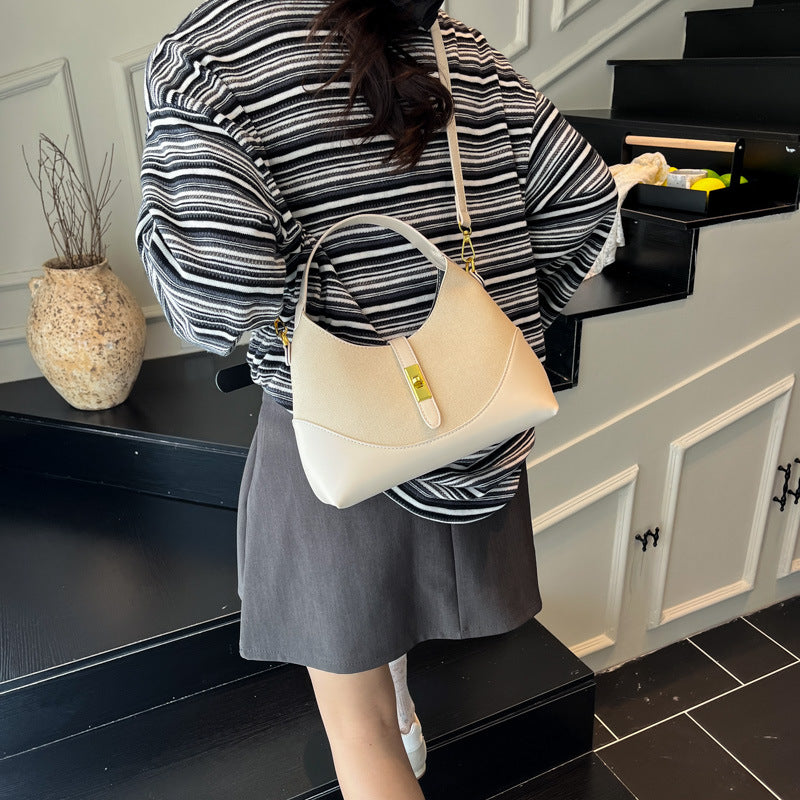 Women's Contrast Color Design Dumpling Making Commute Underarm Bag