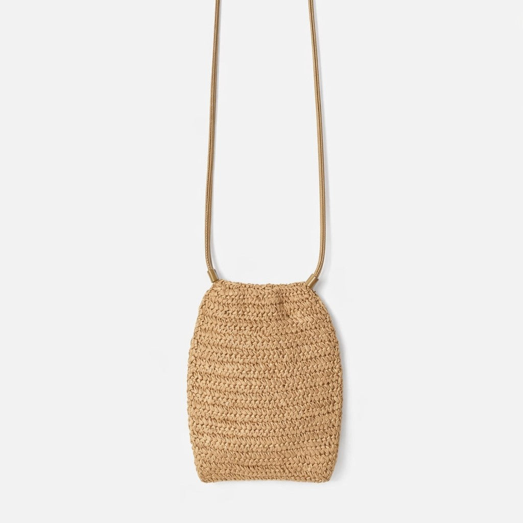 Women's Drawstring Straw Mini Woven Summer Beach Phone Bags