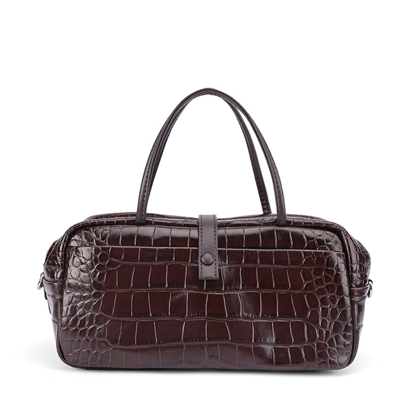 First Layer Crocodile Pattern Cowhide Hand-held Genuine Bags