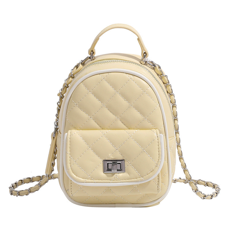 Rhombus Embroidery Thread Size Portable Fashion Women's Backpack