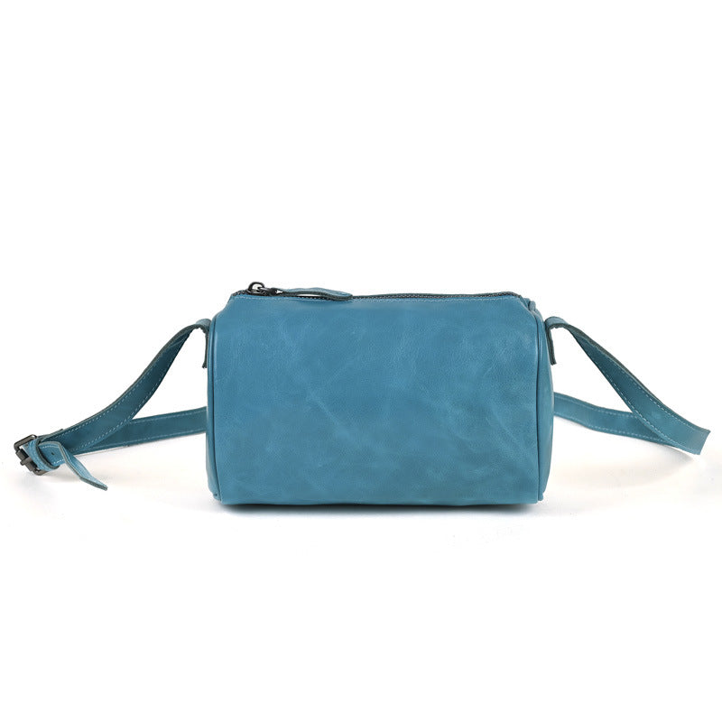 Women's & Men's First Layer Vegetable Tanning Leather Cylinder Bags