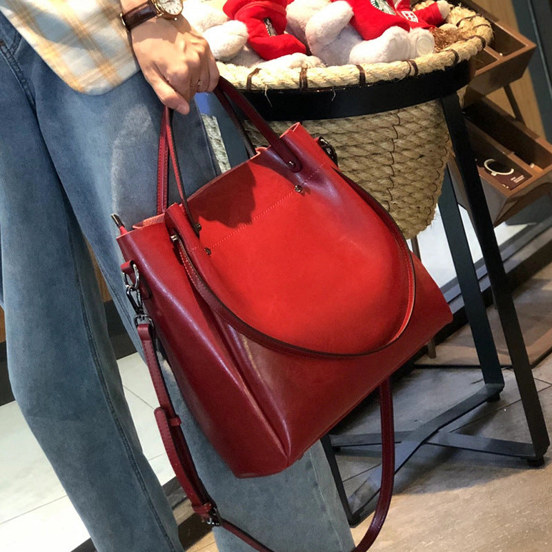 Women's Cowhide Portable High-grade Light Luxury Large Capacity Women's Shoulder Bag