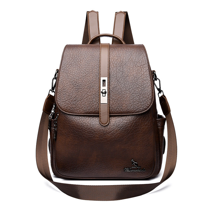 Women's Vintage Soft Leather Leisure Versatile Large Women's Backpack