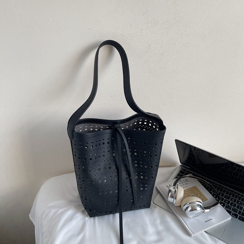 Women's Summer Mori Cute Niche Hollow Design Bucket Bag