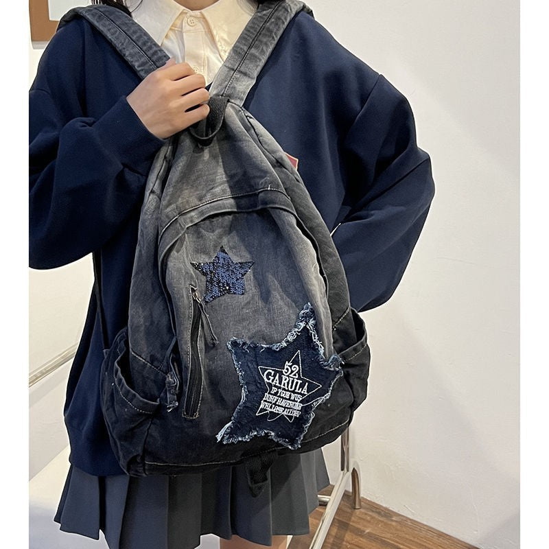 Millennium Asian Gradient Denim Female Large Capacity Backpacks