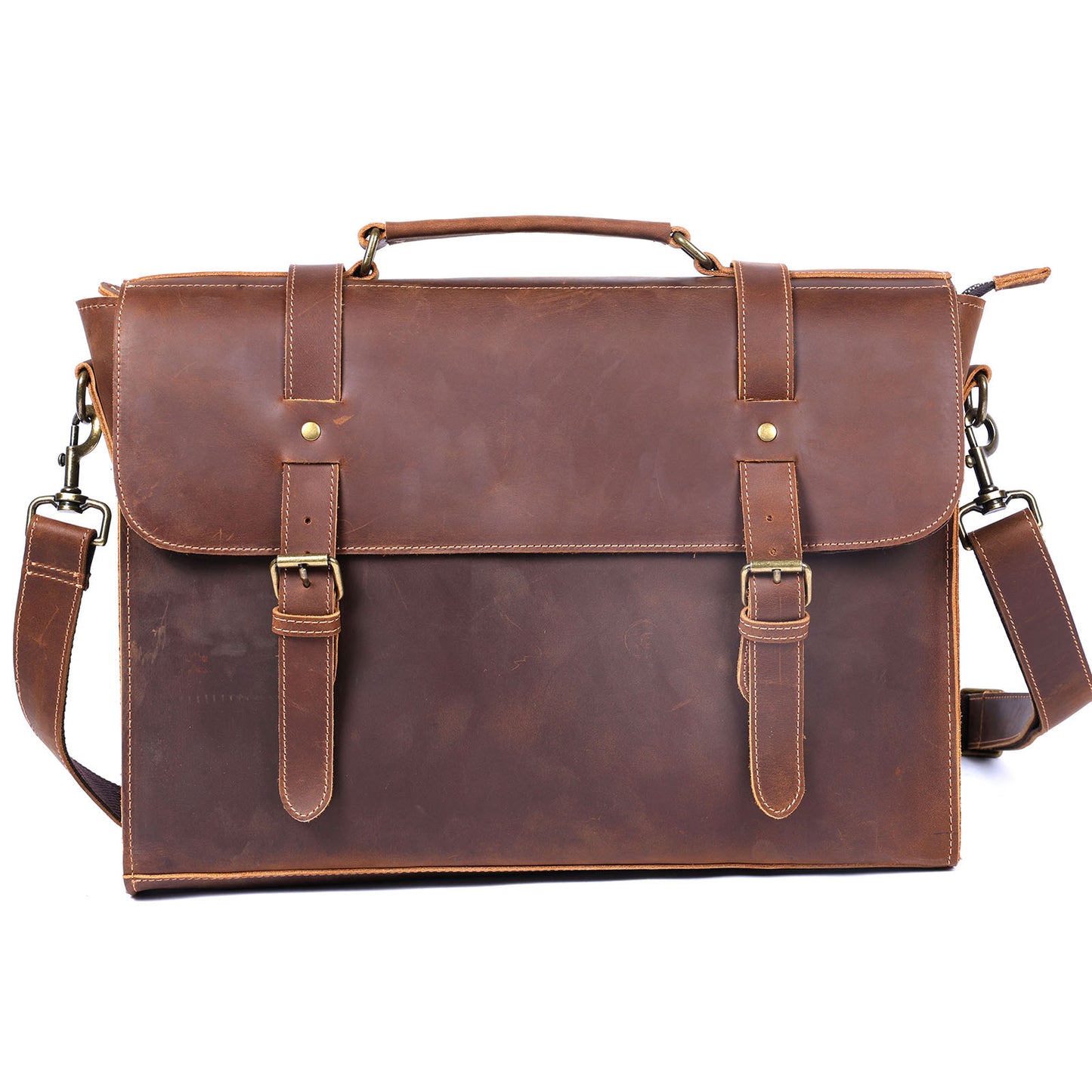 Men's Crazy Horse Leather Business Vintage Computer First Layer Men's Bags