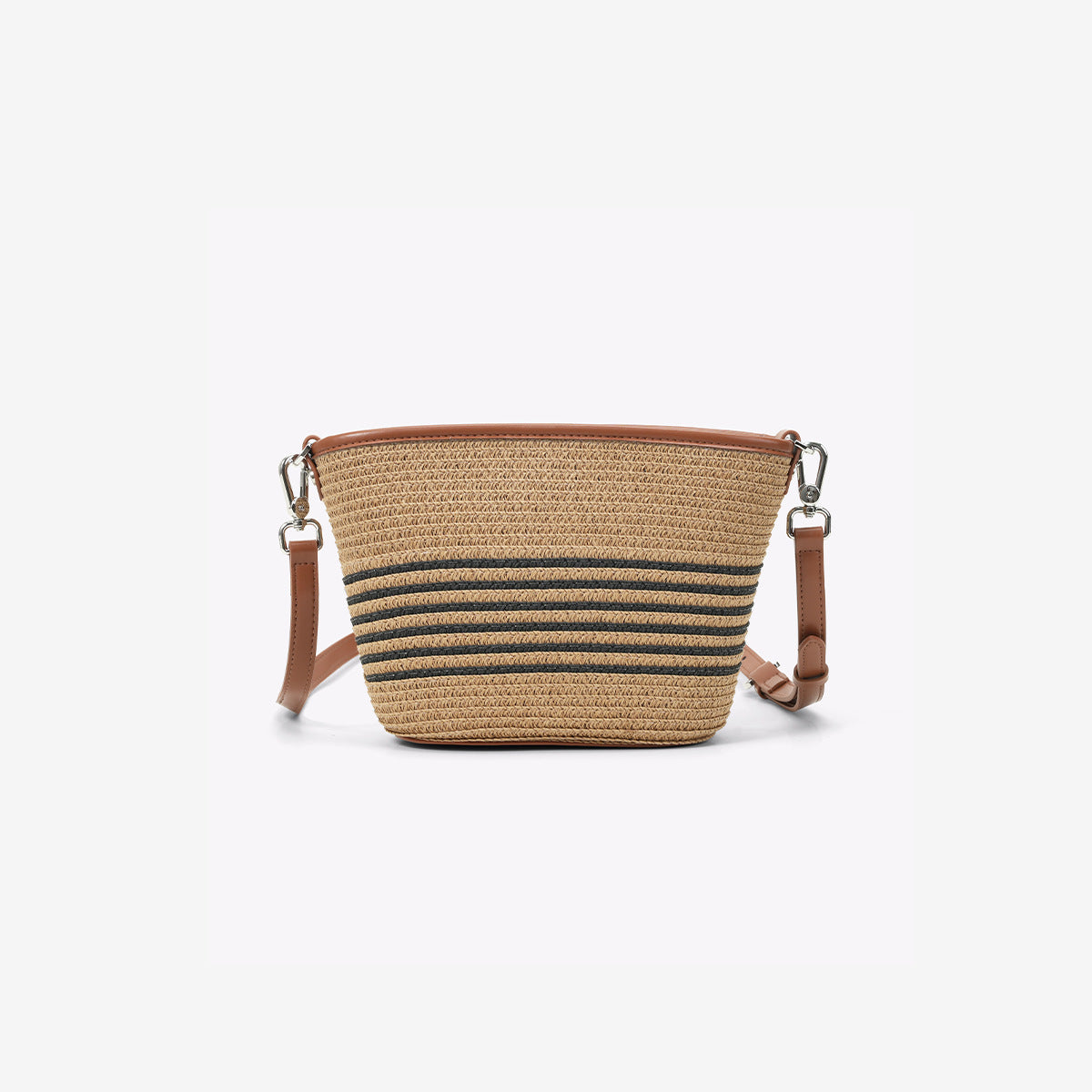 Niche Straw Striped Woven With Leather Fashion Women's Messenger Bag