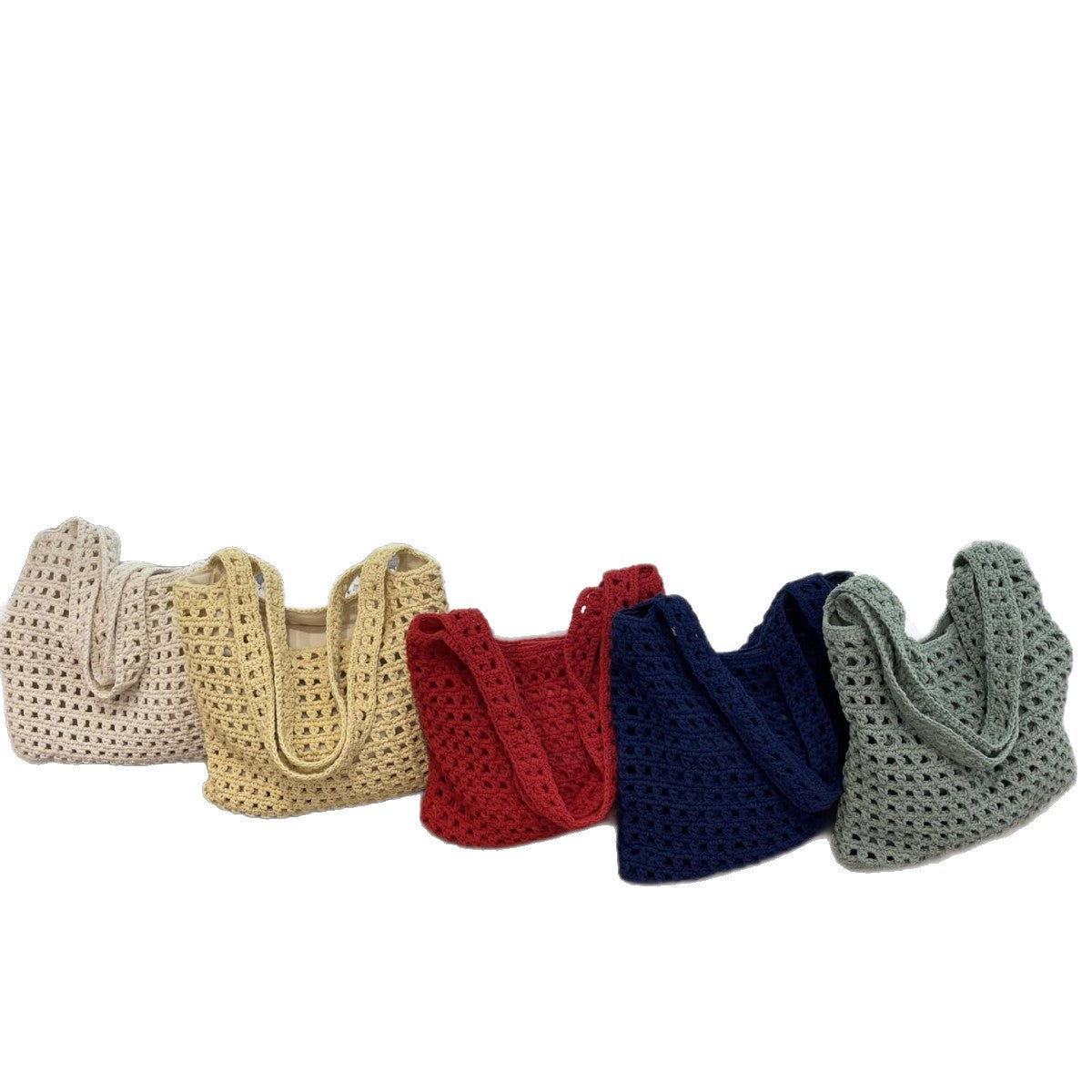 Women's Korean Style Hollow Cotton Thread Woven Knitting Tote Bags