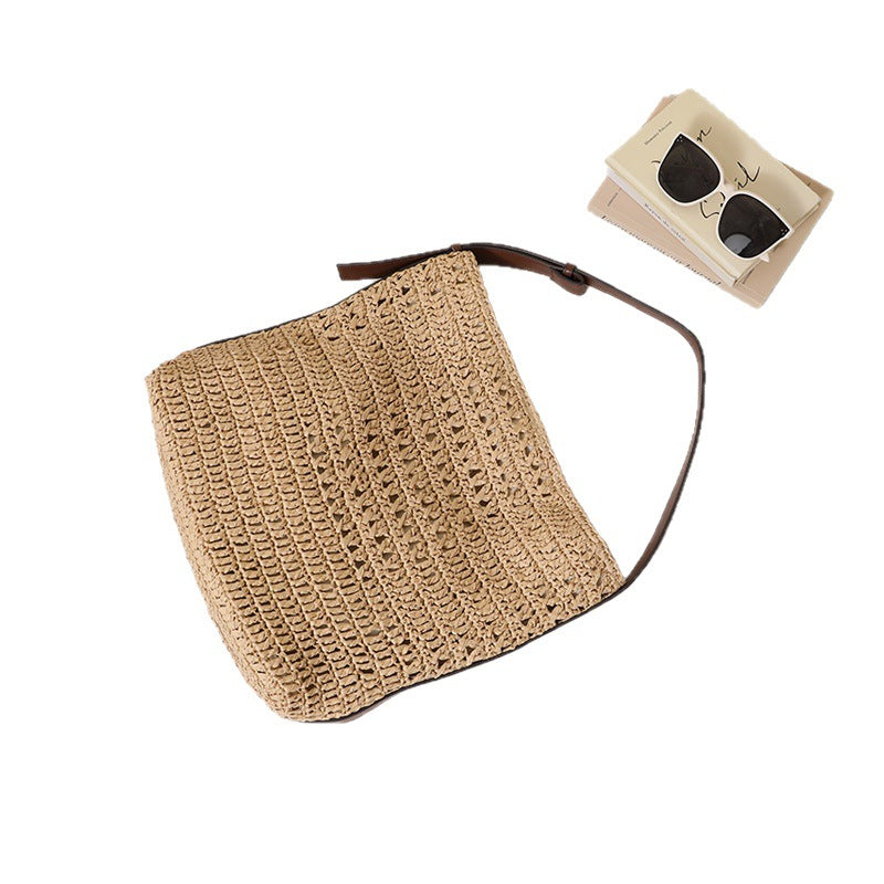 Women's Large Capacity Straw Idle Style Hollow Out Woven Women's Shoulder Bag