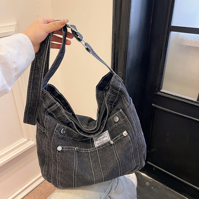 Women's Style Denim Large Capacity Class Commuter Trendy Fashion Women's Shoulder Bag