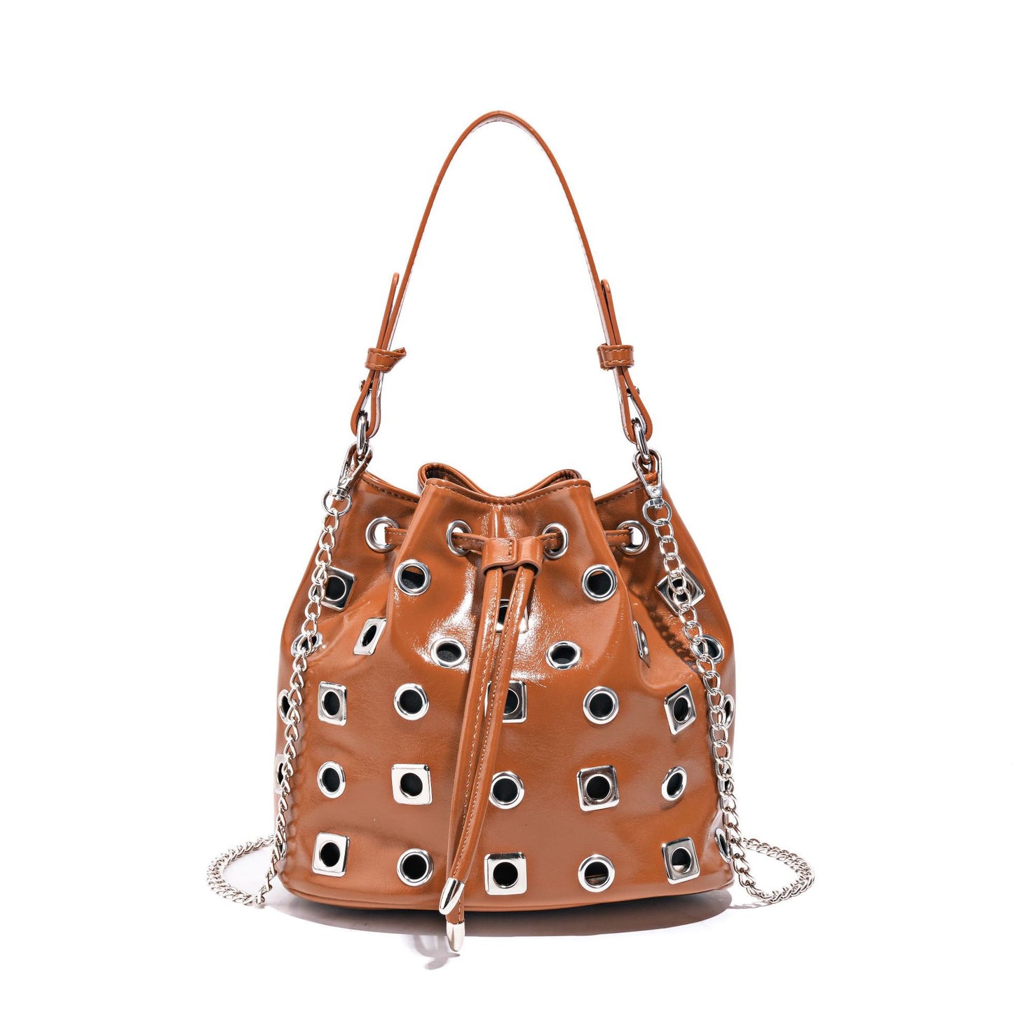 Women's Rivet Drawstring Eyelet Punk Hollow Chain Women's Handbag