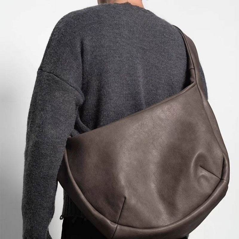 Classy Washed Mottled Pleated Leather Hobo Bags