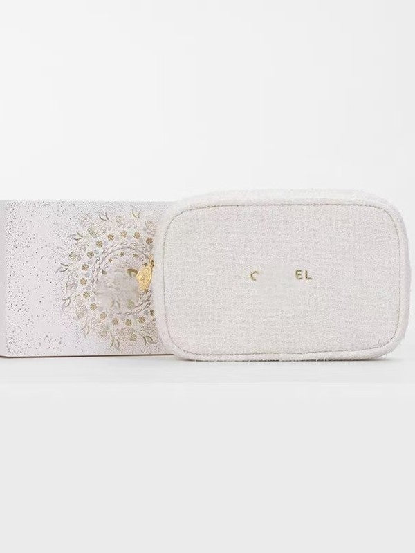 Christmas Limit Matching Camellia Chain Tag Gold Thread Portable Makeup Bag
