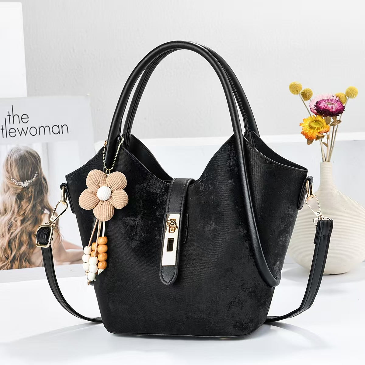 Women's Textured Chinese Style Large Capacity Versatile Niche Handbags