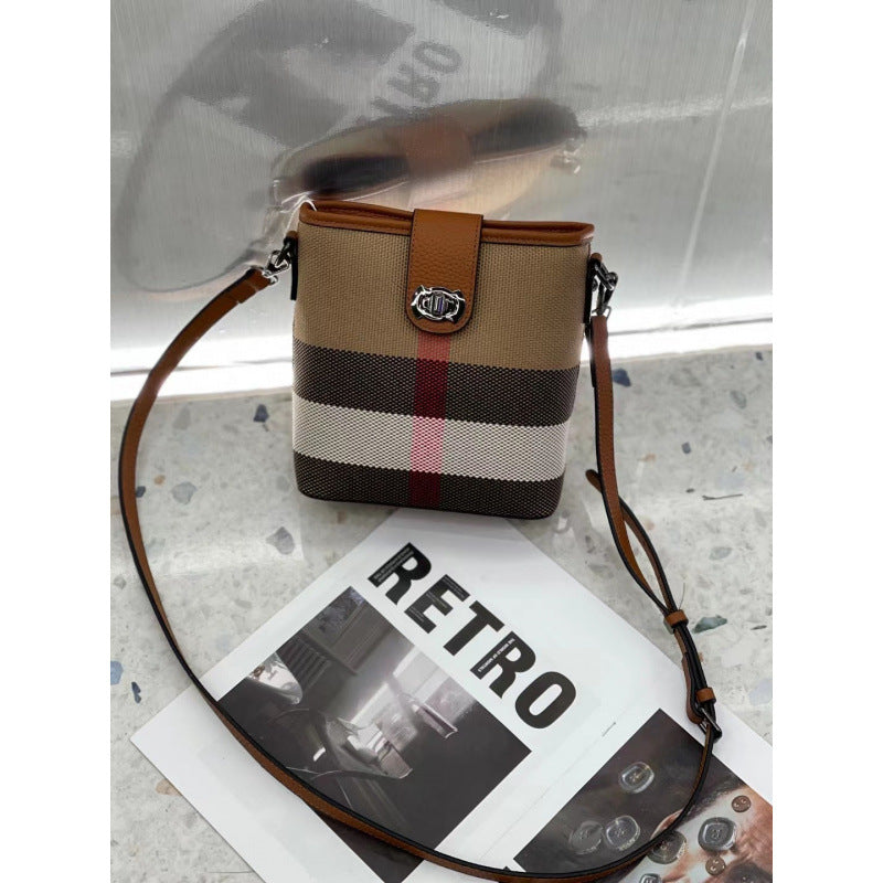 Women's Plaid Canvas Texture Mobile Fashion Women's Shoulder Bag