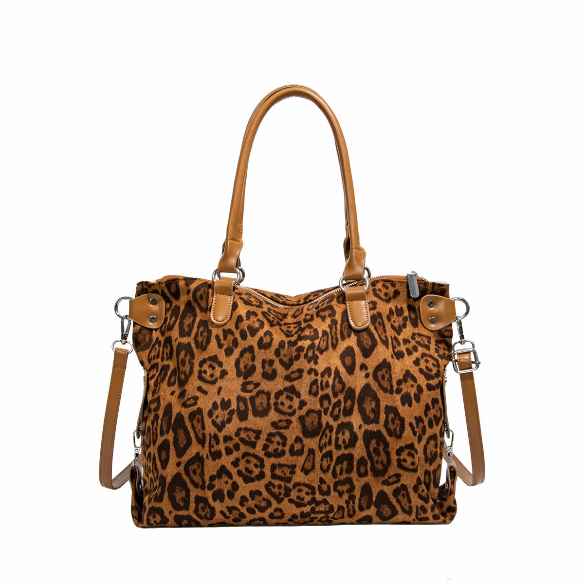 Women's Leopard Print Stylish Good Texture Underarm Large Tote Bags