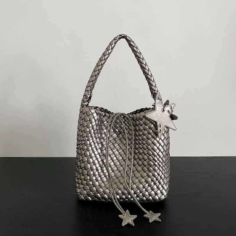Women's Gun Champagne Hand-woven Large Capacity High-grade Tote Bag