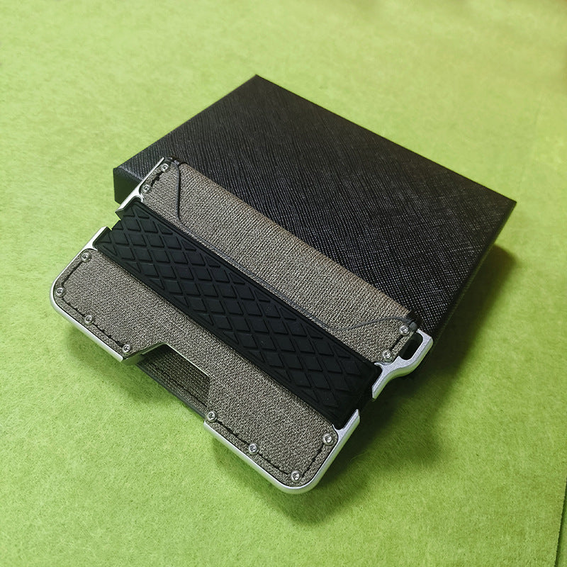 Men's Aluminum Alloy Flip Leather Swiping Shielding Card Pack Card Sleeve