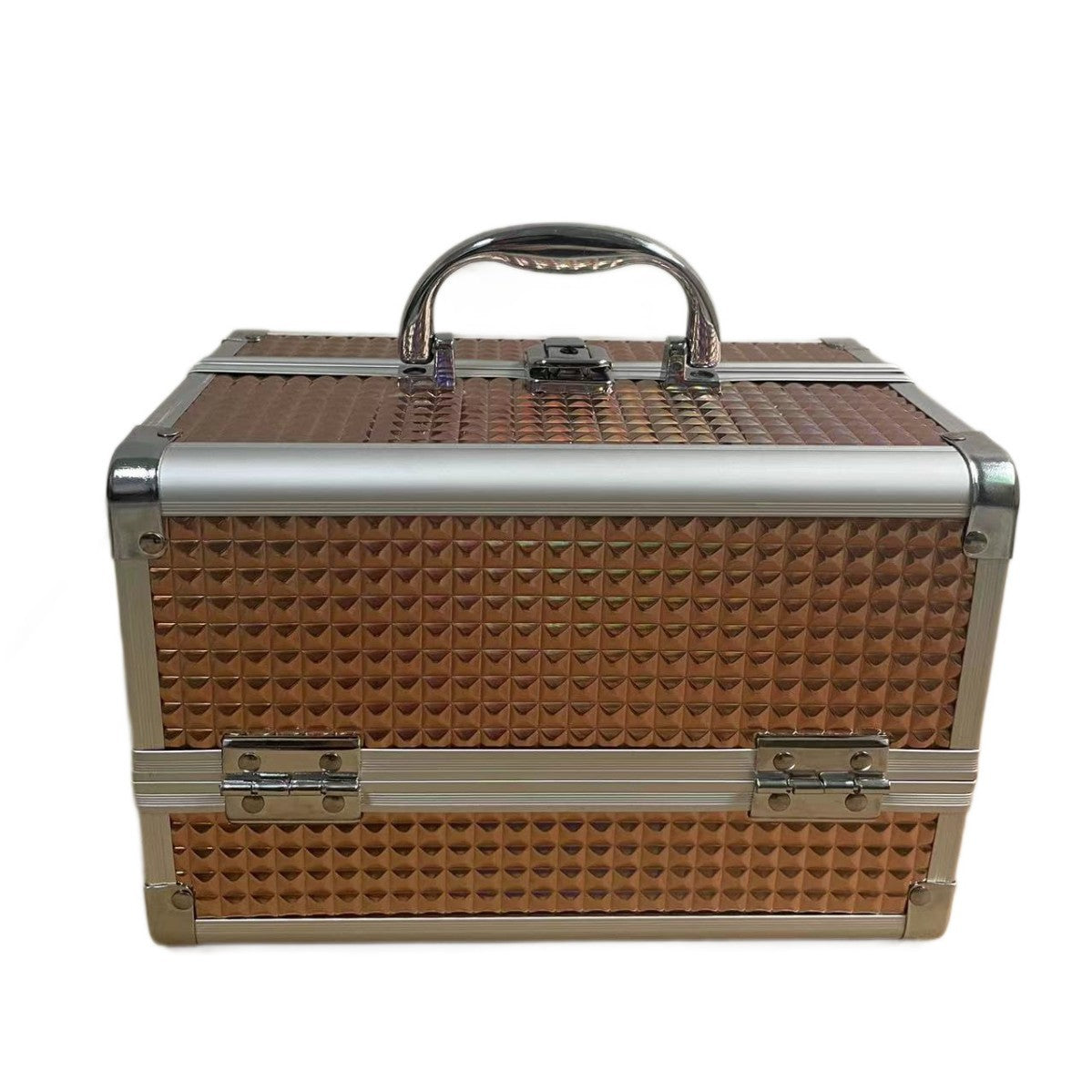 Alloy With Tray Mirror Manicure Storage Cosmetic Case