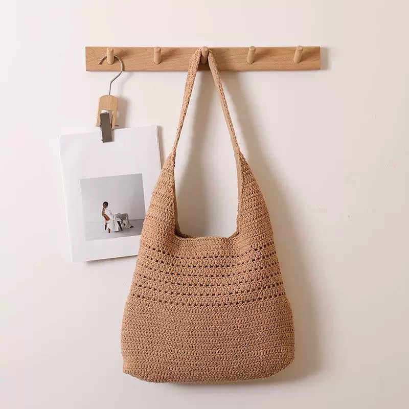 Women's Summer Cotton Thread Woven Seaside Vacation Beach Large Capacity Women's Shoulder Bag