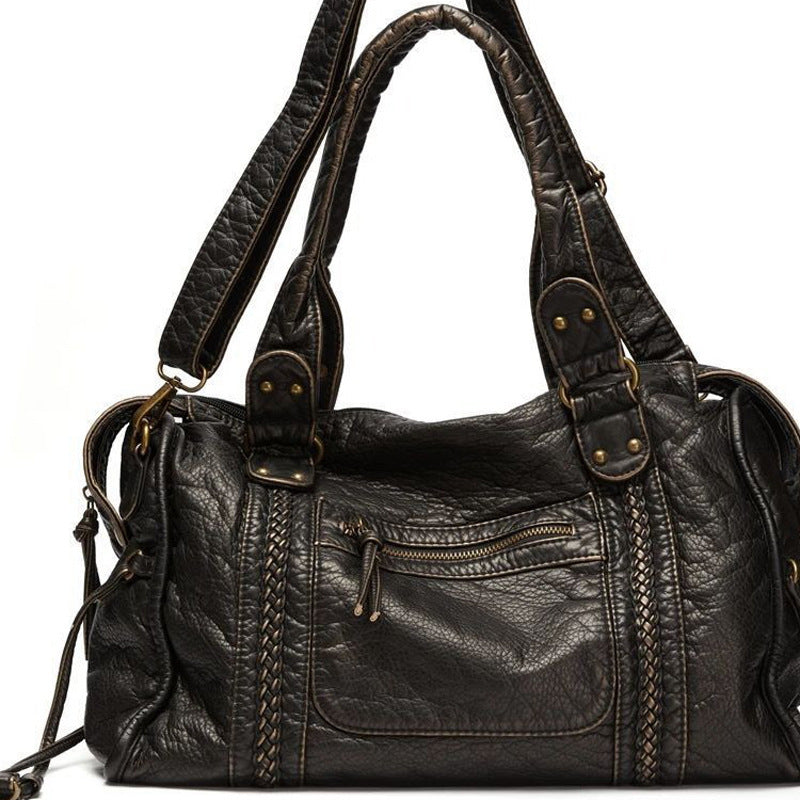 Women's Korean Washed Leather Soft Retro Motorcycle Bags